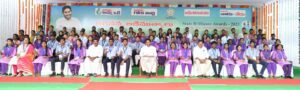 Chief Minister YS Jagan Moham Reddy with the winners of the State Brilliance Awards winners in Vijayawada on Tuesday. (Supplied)