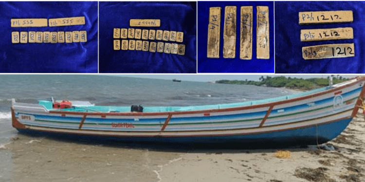 The fishing boat that was used to smuggle the gold (now seized by the Indian Coast Guard) from Sri Lanka into India. (Supplied)