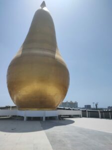 Golden flame at the top of Telangana Martyr's memorial
