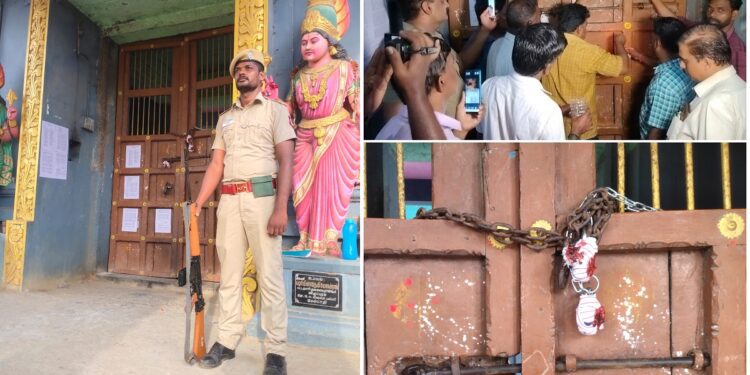 After several rounds of talks failed to allow the Dalit people, the revenue officials, on the order of the district collector Dr. C Palani sealed the Sri Dharmaraja Draupadi Amman temple (creative commons)