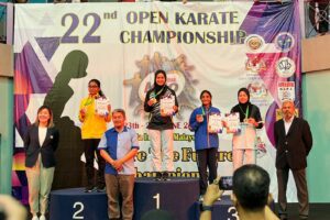 Nishtha Gangisetti after winning the bronze at Milo Open Karate Championship
