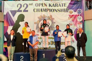 Nishtha Gangisetti after winning the bronze at Milo Open Karate Championship