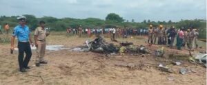 The crash site in Sappayanapalya village in Chamrajnagar district