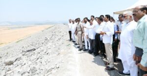 Jagan Mohan at a site inspection of Polavaram Project. (Twitter)