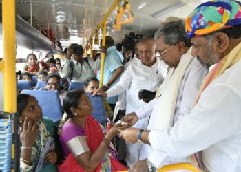 Chief Minister Siddaramaiah at the launch of Shakti Scheme. (Supplied)