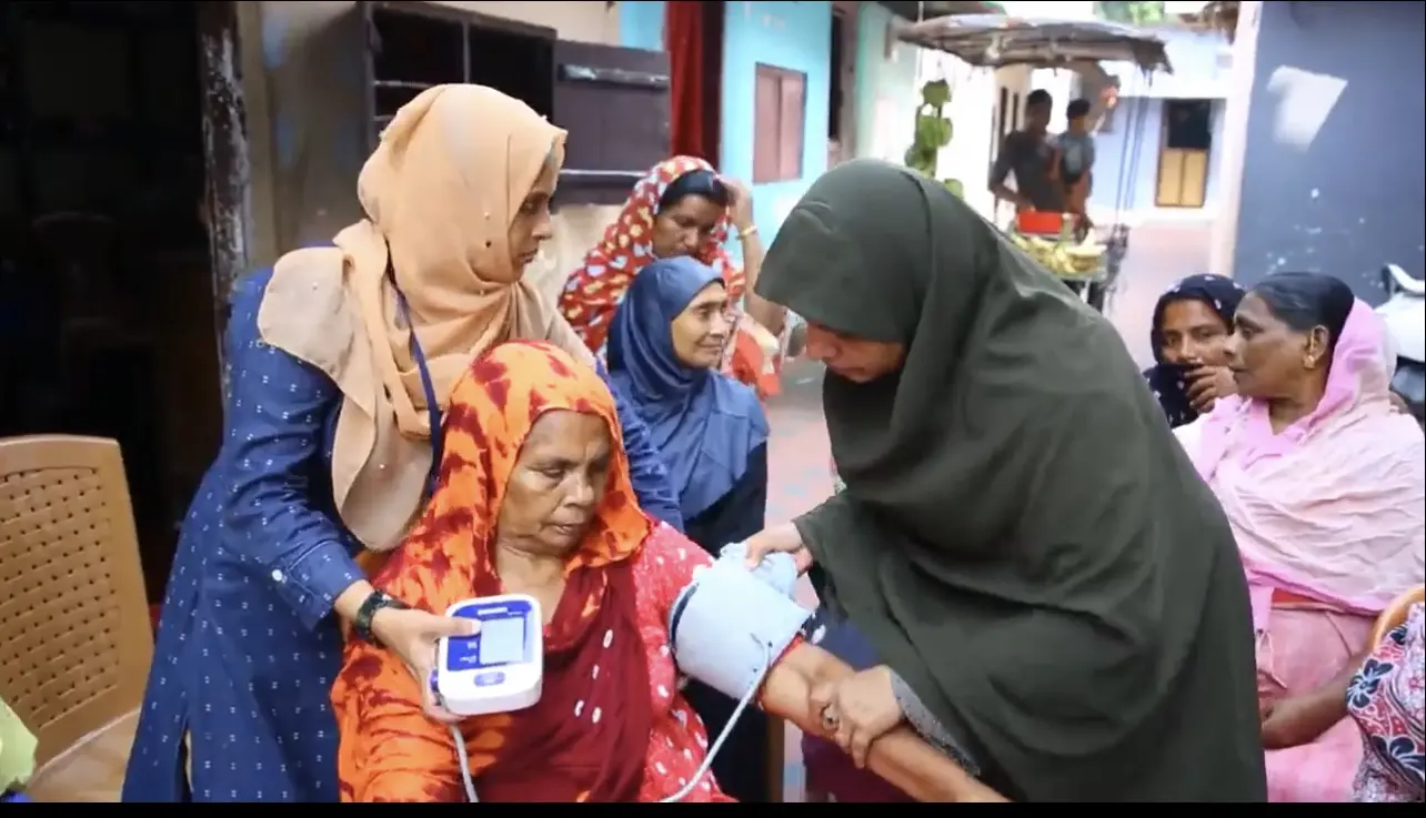 By involving members of women self-help groups, there was an effort to reduce hypertension within the urban slum community in Kochi, Kerala. (Supplied)