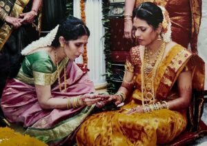 Ashrita Shetty at her wedding ceremony, adorning the Vadungila.