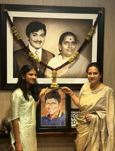 Ashwini Puneeth Rajkumar with her daughter post Karnataka Ratna awarded to late Dr Puneeth Rajkumar