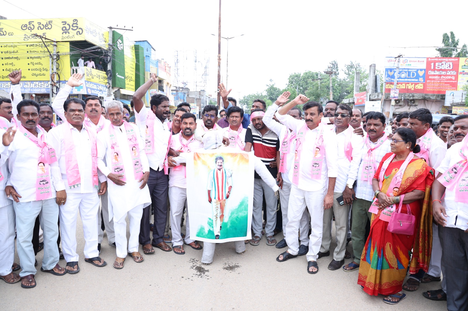 BRS leaders and party cadres held protests across various districts and burnt effigies of Congress's Revanth Reddy. (Twitter)