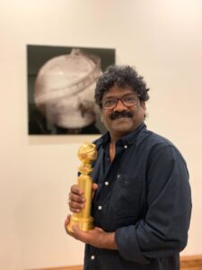 Lyricist Chandrabose with Golden Globe Award