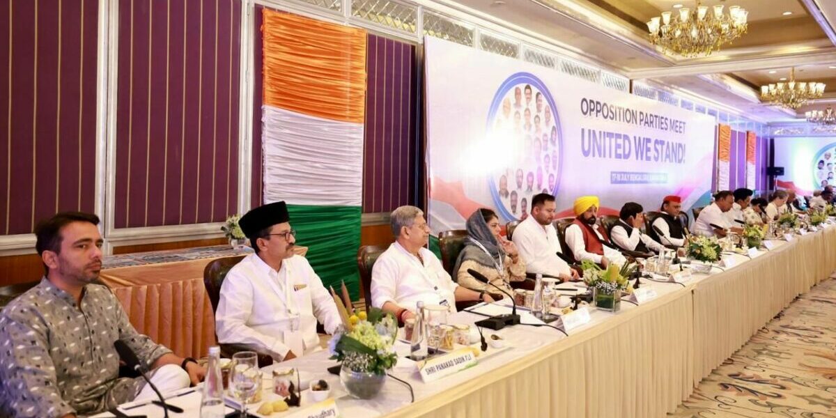 Members of the Opposition parties at their meeting in Bengaluru.
