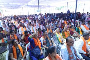 The BJP held a day-long protest at the Freedom Park in Bengaluru against the Congress government's failure in fulfilling the five poll guarantees. (Supplied)