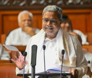 Chief Minister Siddaramaiah delivering his budget speech on Friday