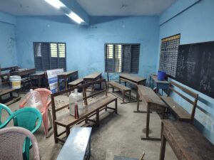 The floors of four classrooms in Adi Dravidar Girls' Higher Secondary School, Kannigapuram, do not have tiles. (Laasya Shekhar/ South First)