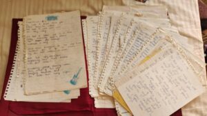 Savithry retains a file that preserves all her writings from her pre-teen days.
