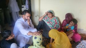 Grieving family members of Syed Saifuddin killed in Jaipur Mumbai express train shooting