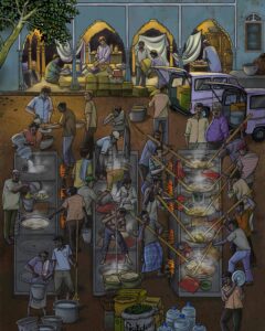 Orijit's depiction of what goes into the making of haleem. 