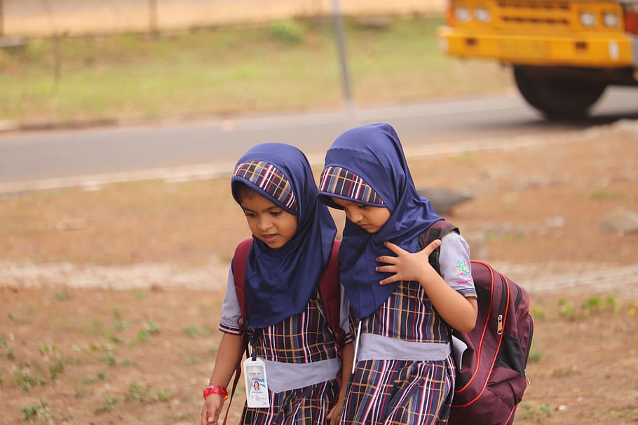 Schoolchildren with hijab Lakshadweep
