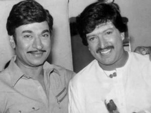A file photo of Dr Rajkumar and Dr Vishnuvardhan clicked together during an event.
