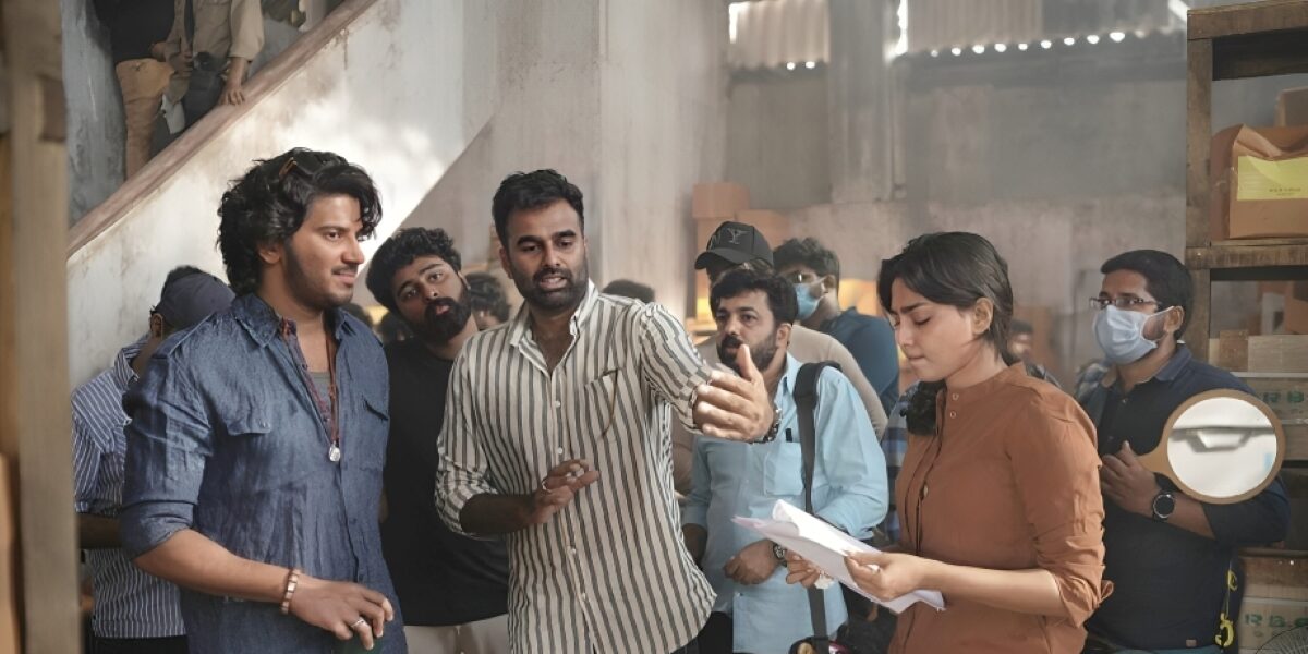 Abhilash Joshiy with Dulquer Salmaan on the sets