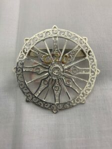 Filigree modelled on the Konark Wheel. (Supplied)