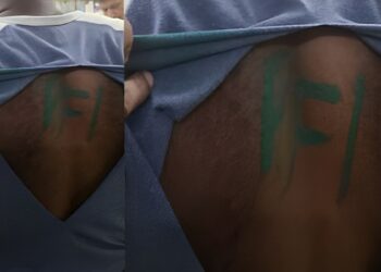 Letters PFI painted on the back of the jawan.