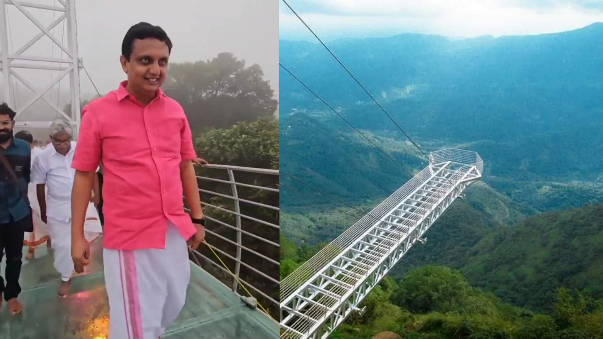 Tourist minister Riyas inaugurates India's largest cantilever glass bridge at Vagamon