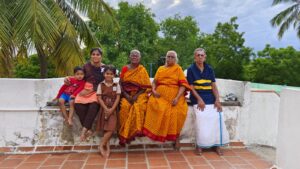 Vishwa and Nagalakshmi's children have formed strong bonds with the seniors in the home. (Supplied)