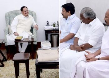 A team of former AIADMK ministers met Nadda at his residence on Friday evening. (Supplied)