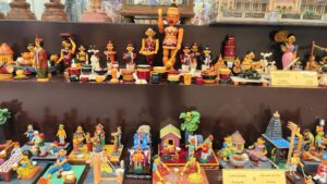 Display of Channapatna and Kondepalli dolls at Kaladevi Doll Museum. (Supplied)