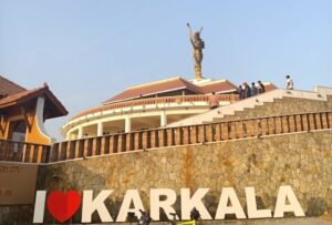 The 33-feet tall Parashurama statue at the Parashurama Theme Park in Karkala