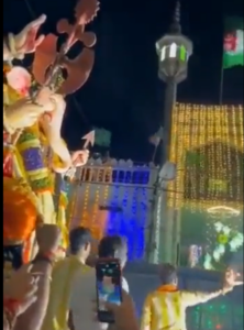 Ganesha devotees taking 'aarti' of Bade Masjid in Gangavathi in Koppal