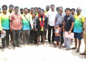 Haresh started learning swimming in his father's hometown Theni. (Supplied)