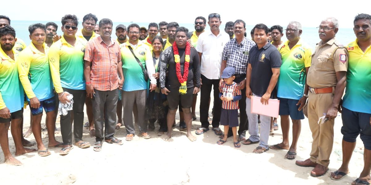 Haresh started learning swimming in his father's hometown Theni. (Supplied)