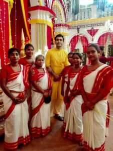 A highlight of the BSS Puja this year is the presence of Bhabatarini Mahila Dhaki Sampradaya, an all-female dhak players troupe. (Supplied)
