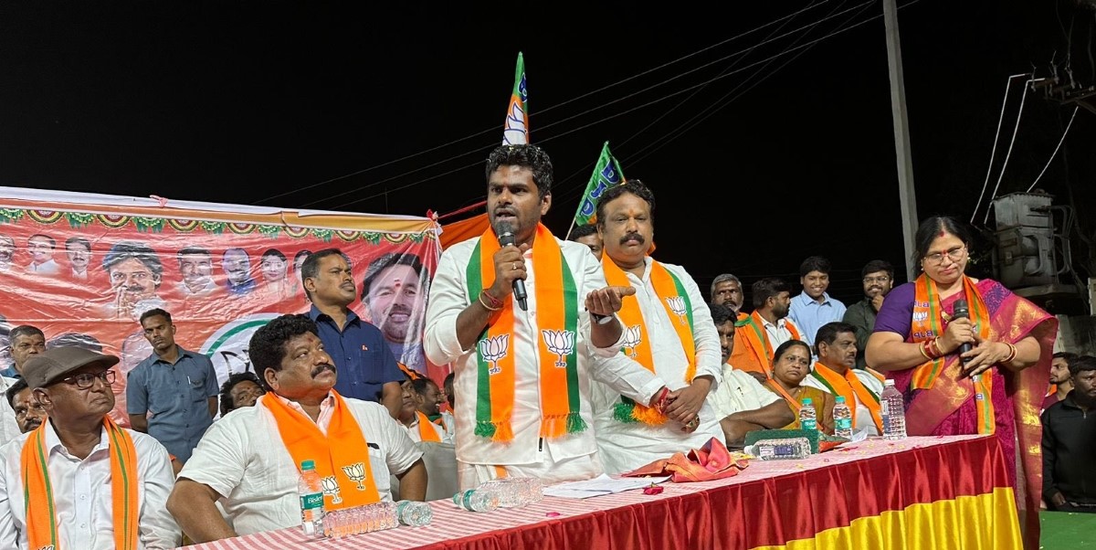 Annamalai addressing the public in Telangana