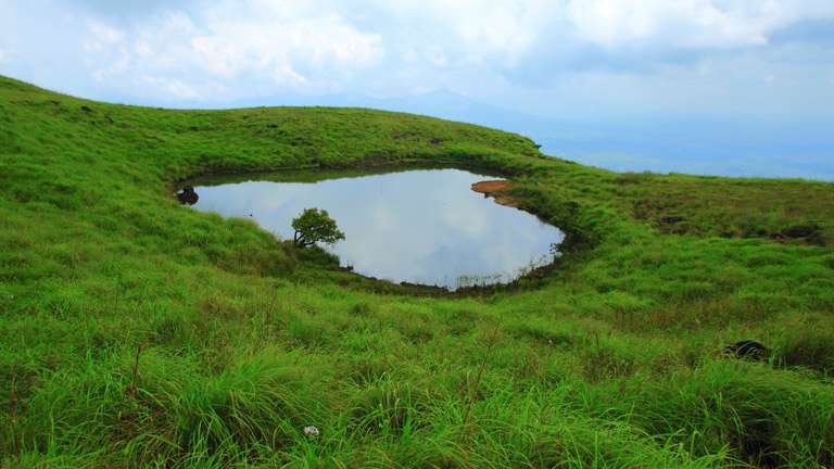 Chembra Peak's heart-shaped lake. (Kerala Tourism)