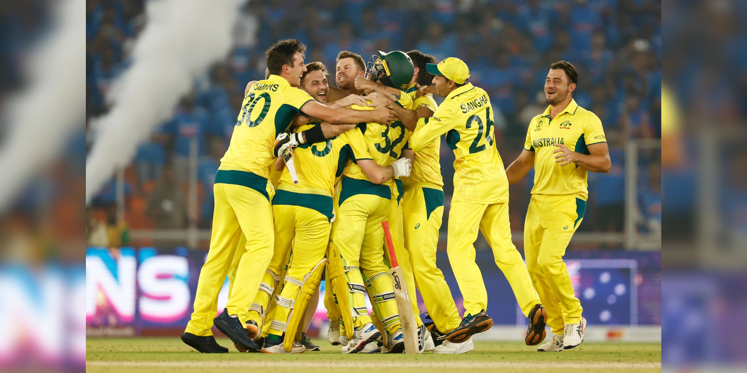 Australia celebrate after winning their sixth ODI World Cup on Sunday, 19 November, 2023.
