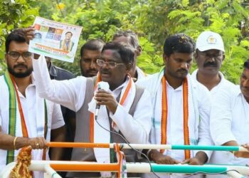 File photo of G Vivek at an election rally.
