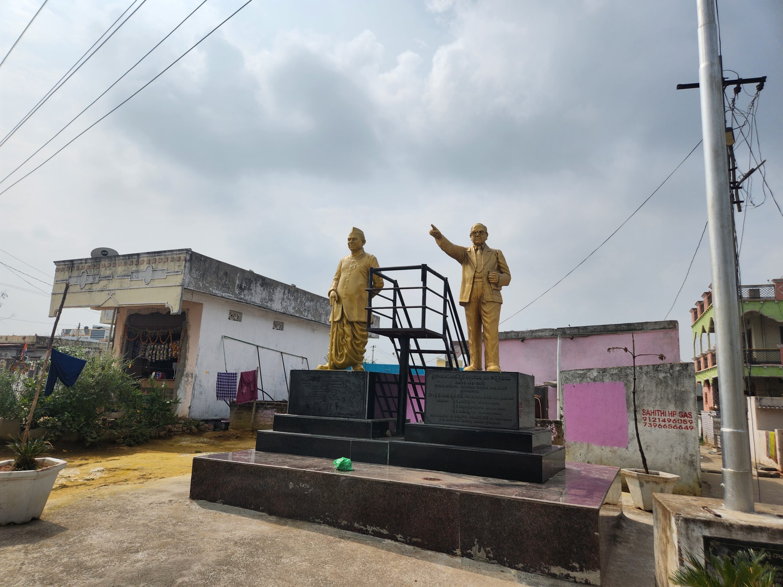 Village square with Dr BR Ambedkar’s statue at Jinnaram in Sangareddy of Telangana. (Anusha Ravi Sood/South First)