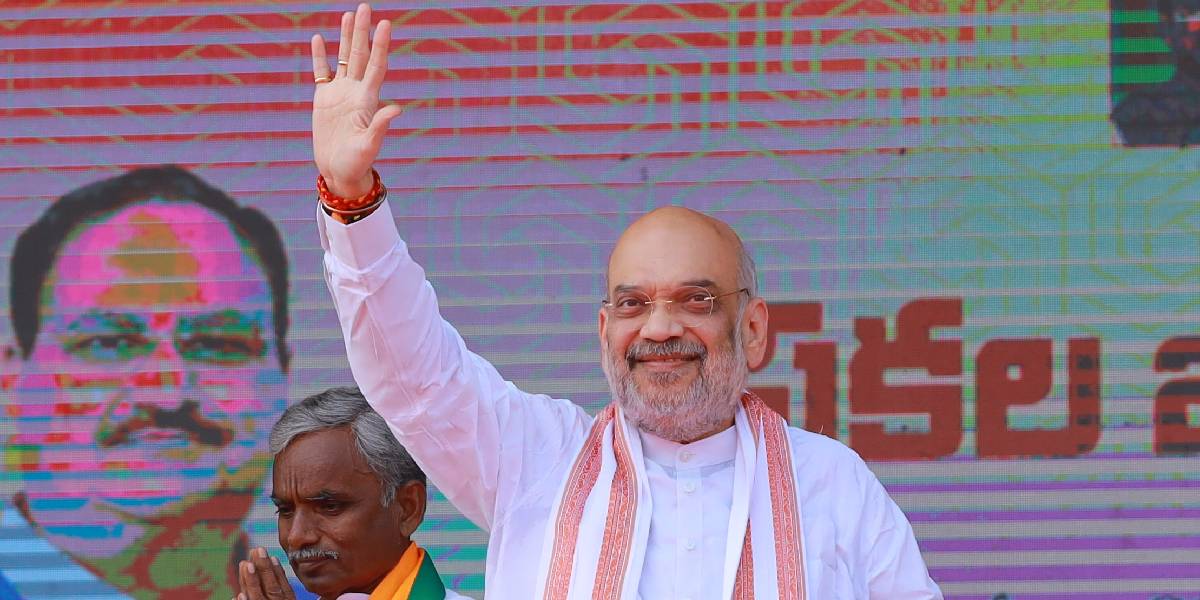 Amit Shah at a public meeting in Telangana before the 2023 Assembly elections. (Supplied)