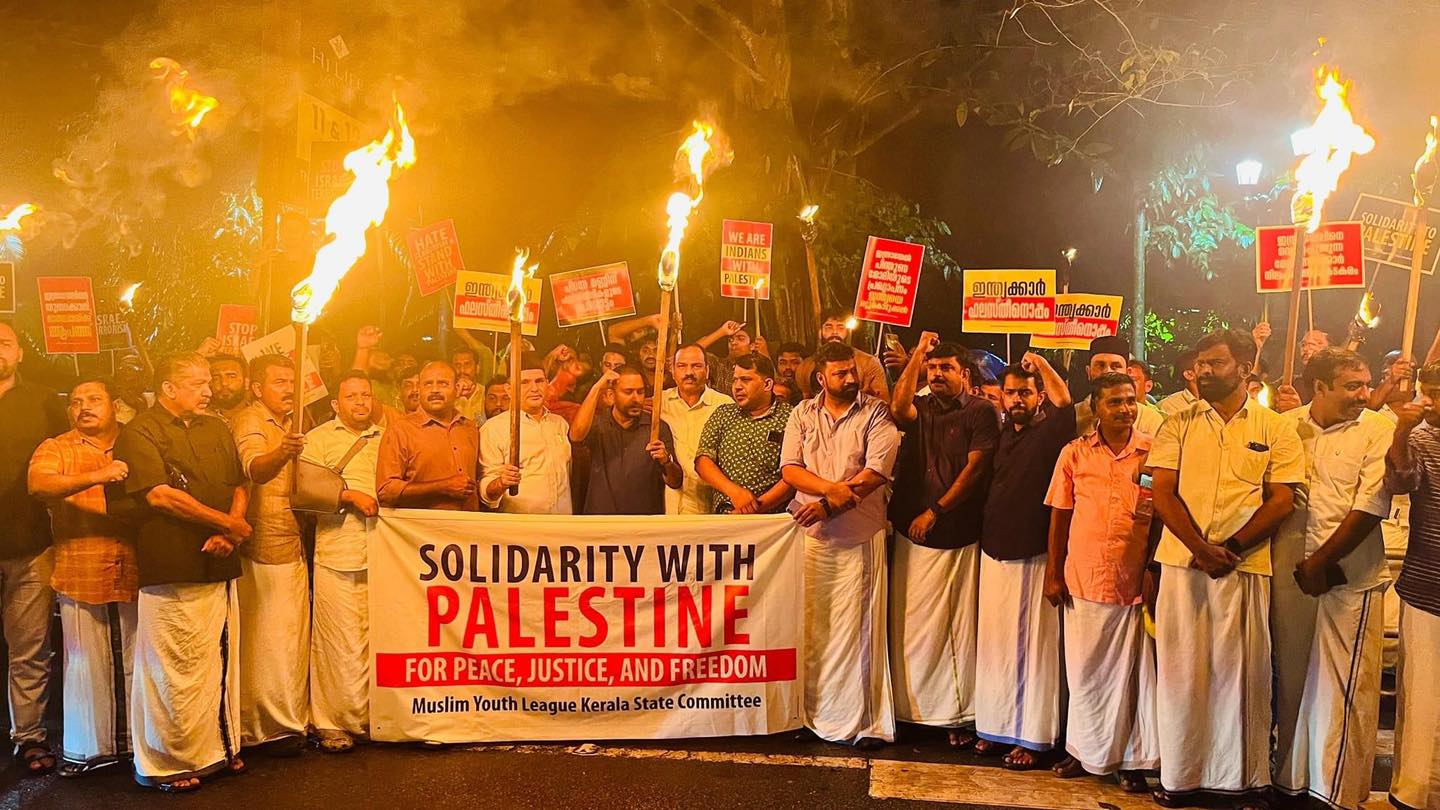A pro-Palestine rally by Muslim Youth League. (Facebook/ET Muhammed Basheer)