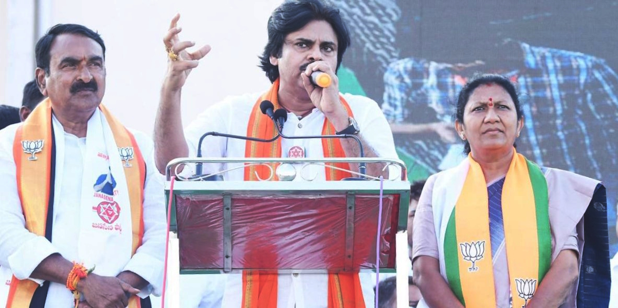 Pawan Kalyan at an election rally in Telangana on Wednesday, 22 November, 2023.
