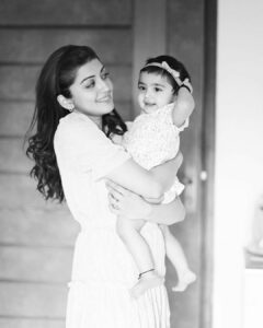 Pranitha Subhash loves playing pretend train rides with her daughter. (Supplied)