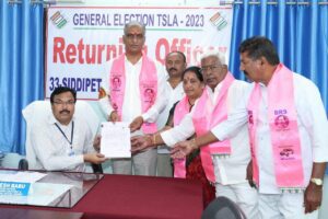 Harish Rao filing his nomination at Siddipet. (X)