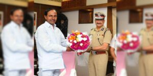 Telangana's first DGP Anurag Sharma with Former CM KCR. (Supplied)