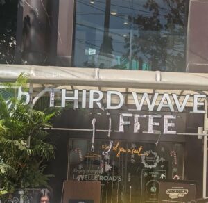 Vandalised name board of Third Wave Coffee