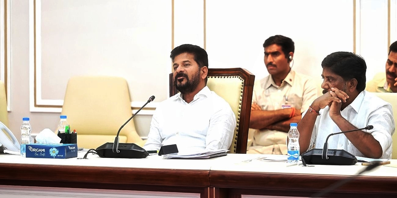 Telangana Chief Minister A Revanth Reddy at a review meeting in Hyderabad on Wednesday, 13 December, 2023.