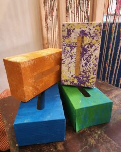 Tissue box holders made out of paintings. (Supplied)