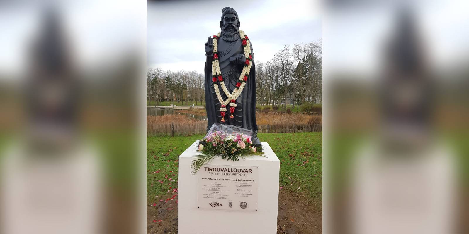 A statue of Tamil poet and philosopher Thiruvalluvar unveiled in French town of Cergy